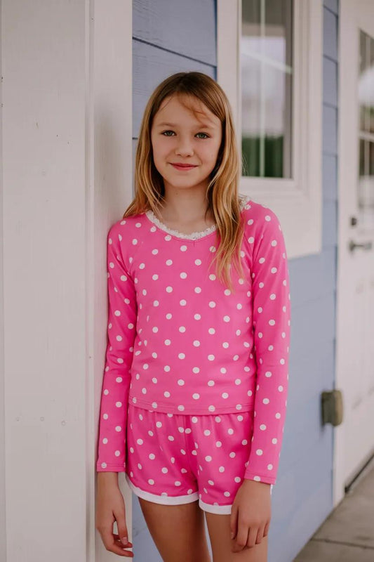 Easy Cuffed Shorts (White Polka Dots)