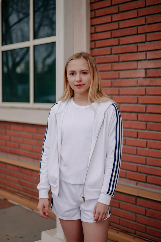 Hooded Jacket with Sports Stripe