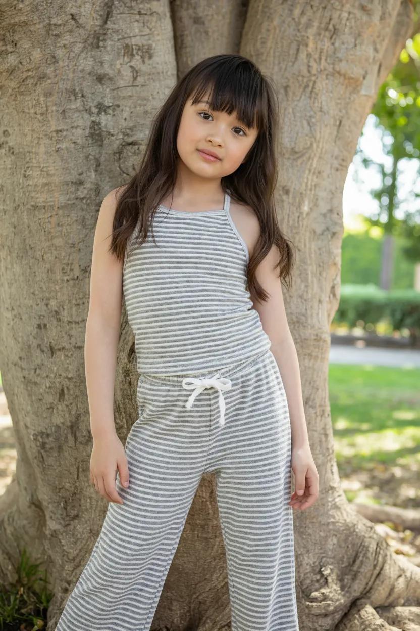 Fitted Tank (Gray Stripes)