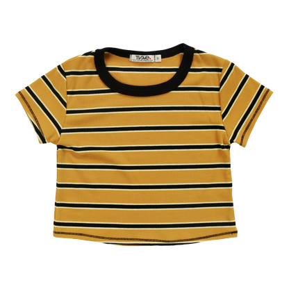 Crop Baby Tee (Black Stripes)