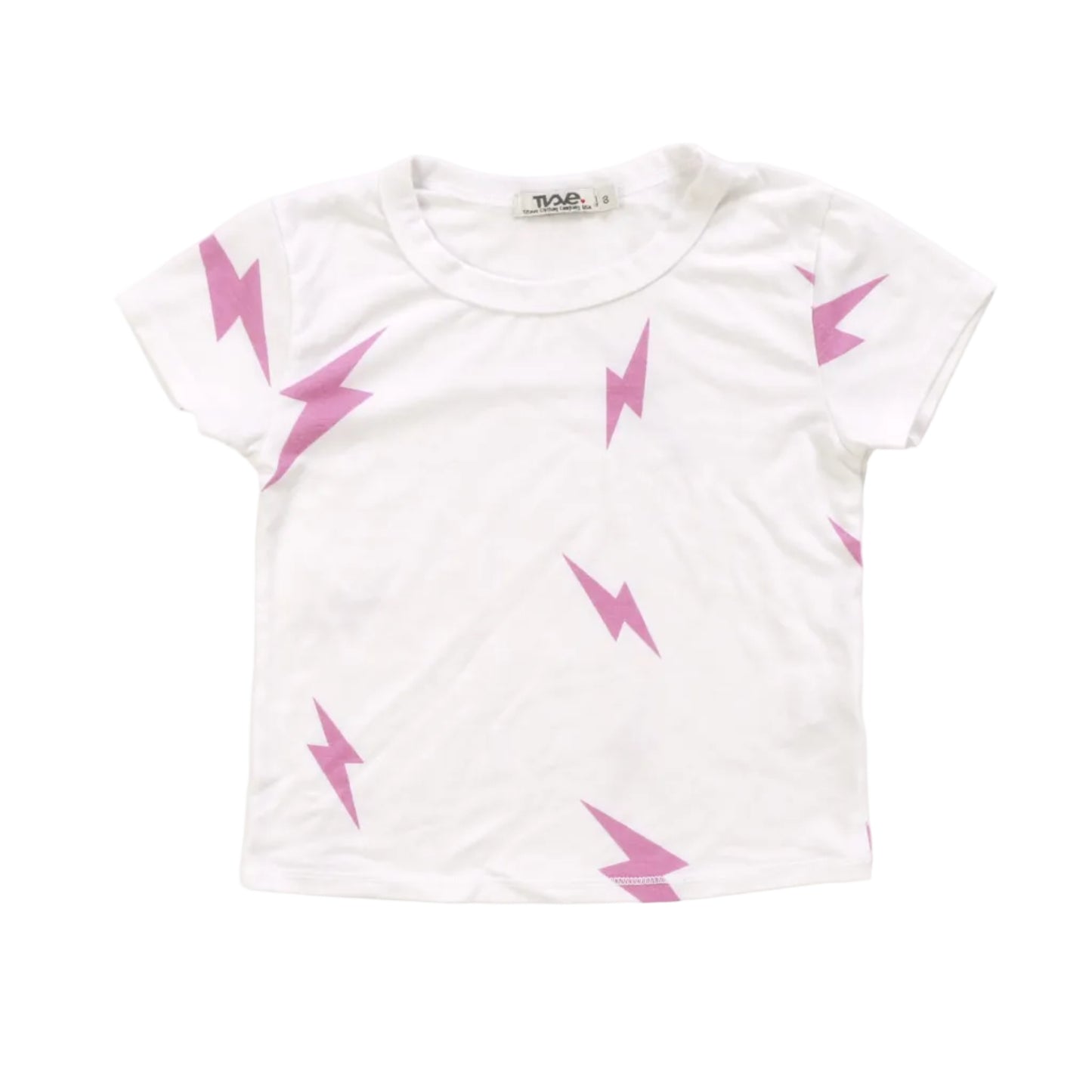 Crop Baby Tee (Pink Bolt Pattern)