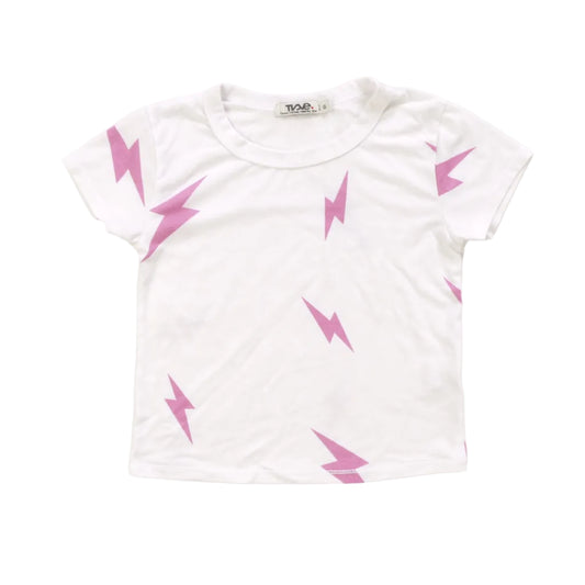 Crop Baby Tee (Pink Bolt Pattern)