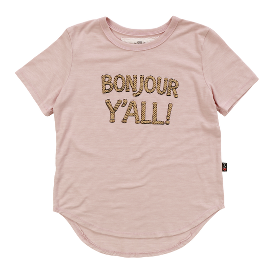 Round-Bottom Tee ("BONJOUR Y'ALL!")