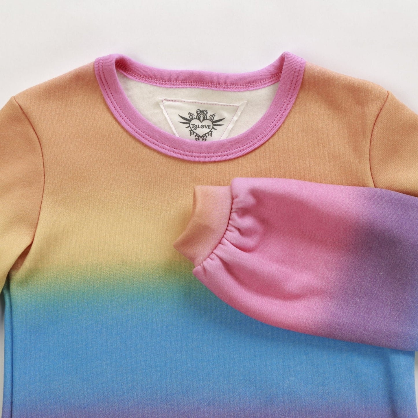 Puffy Long-Sleeve Crewneck Shirt (Multi-Colored Ombre)