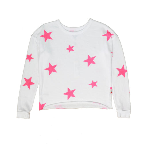 Signature Raw-Edged Pullover (Pink Stars Pattern)