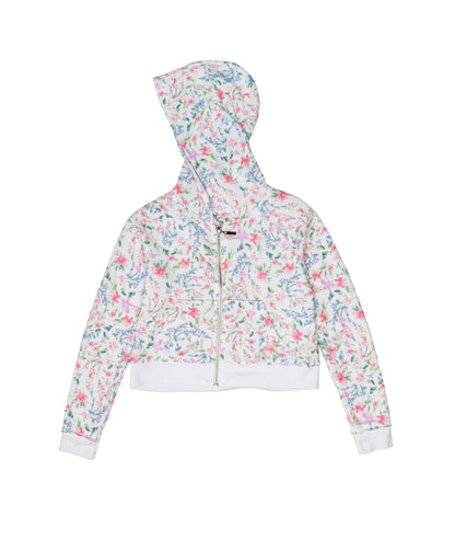 Cropped Hooded Jacket (Floral Pattern)