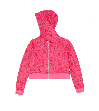Cropped Hooded Jacket (Floral Pattern)