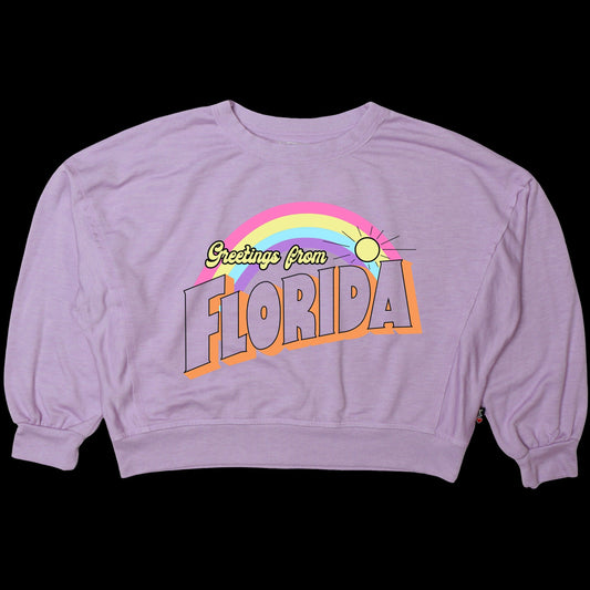 "GREETINGS FROM FLORIDA" Dolman Sweater Top