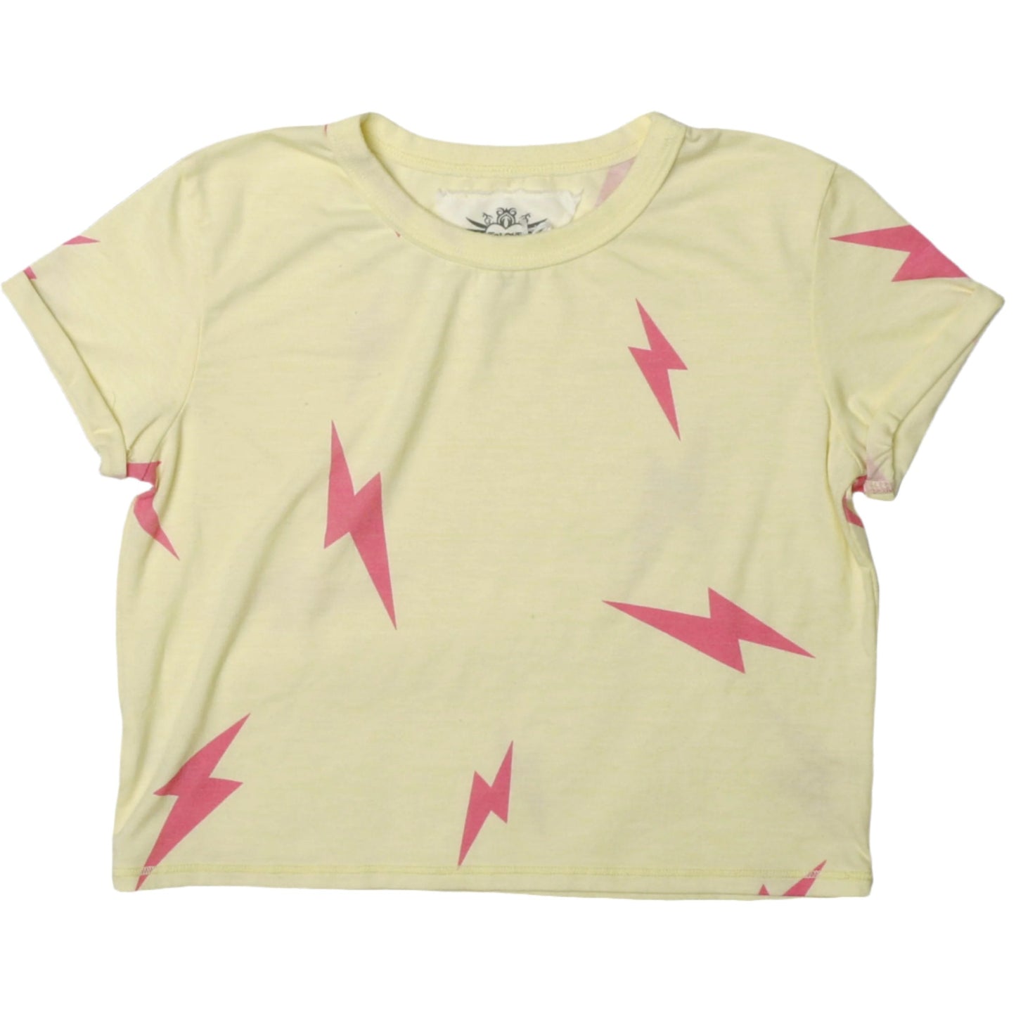 Rolled-Sleeve Tee (Pink Bolt Pattern)