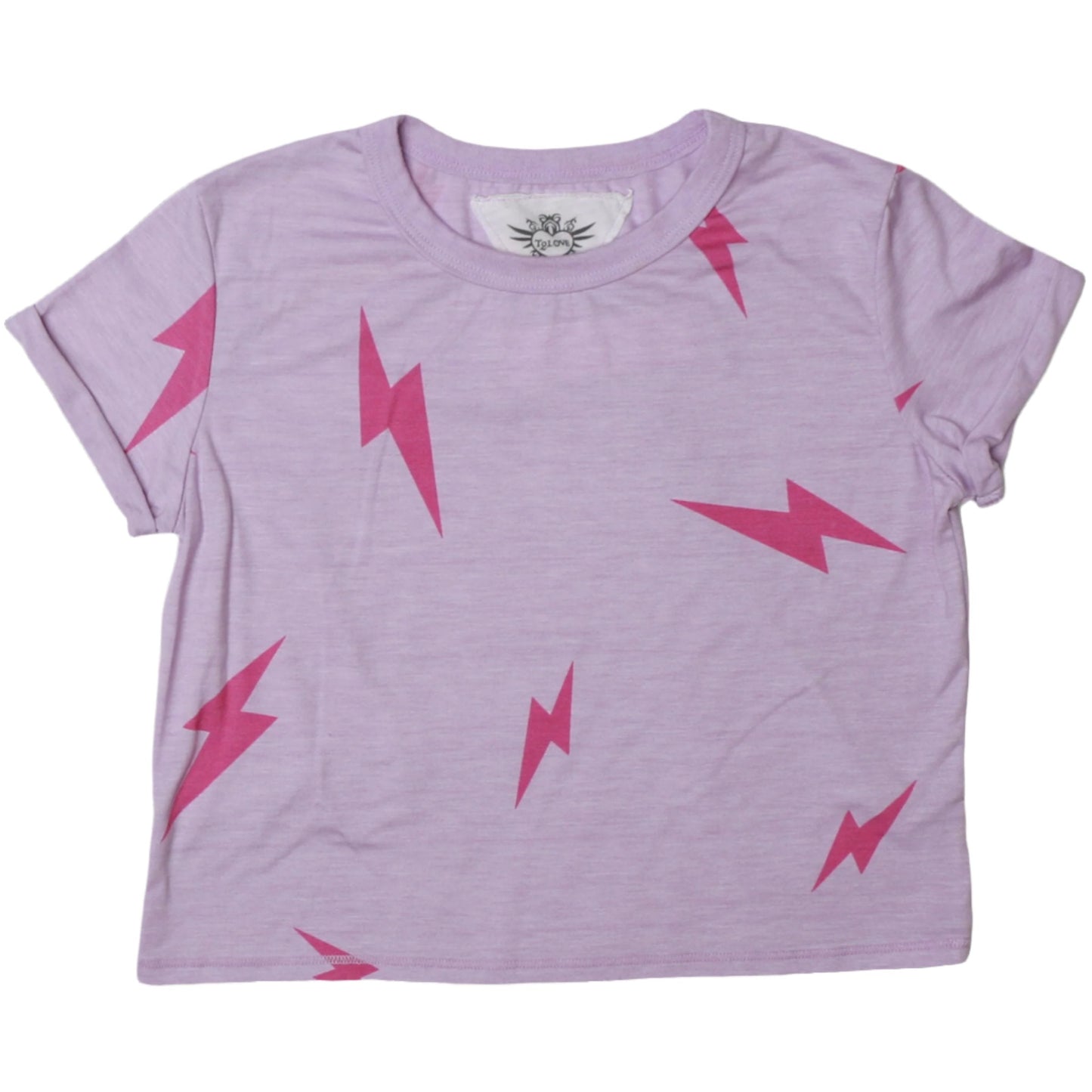 Rolled-Sleeve Tee (Pink Bolt Pattern)