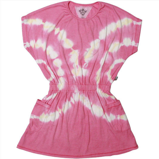 Pink Ripples Tie-Dye Dress with Pockets