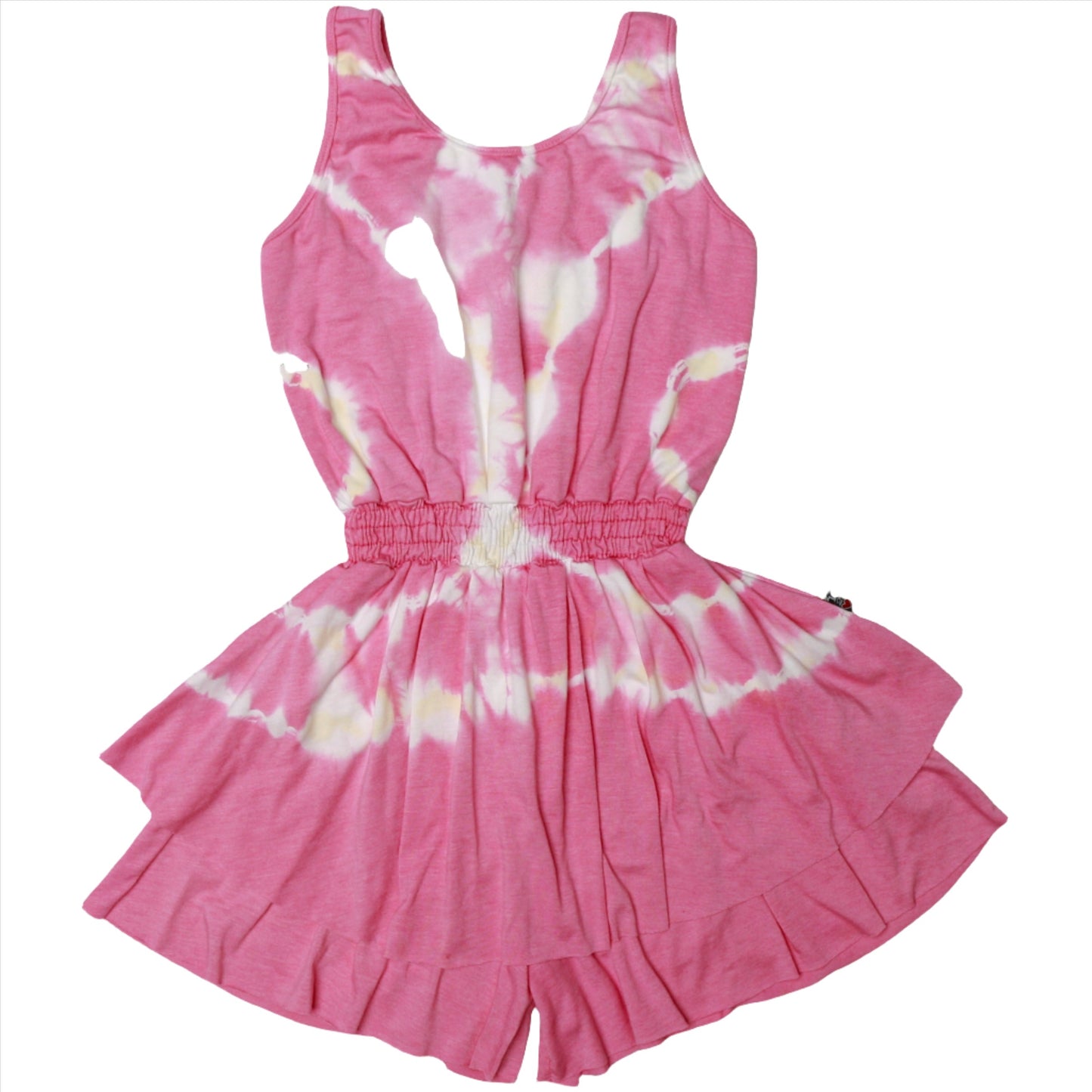 Pink Ripples Tie-Dye Double-Layer Tank Romper