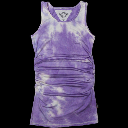Lavender Tie-Dye Ruched Tank Dress