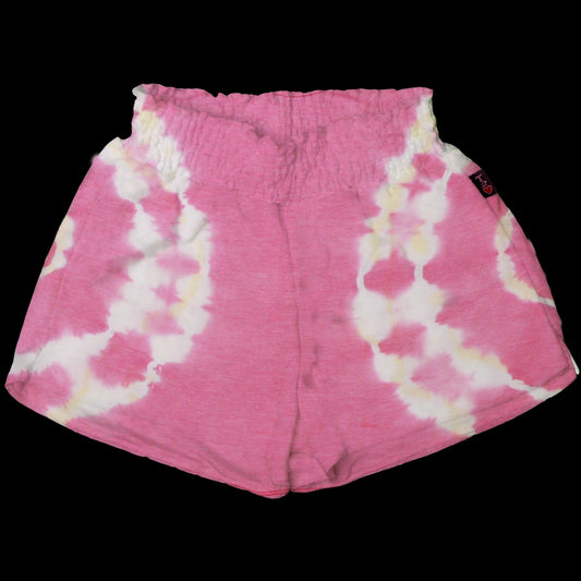 Pink Ripples Tie-Dye Smocked-Top Sport Shorts