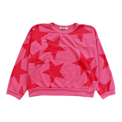 Sweatshirt with Keyhole Back (Large Pink Stars Pattern)