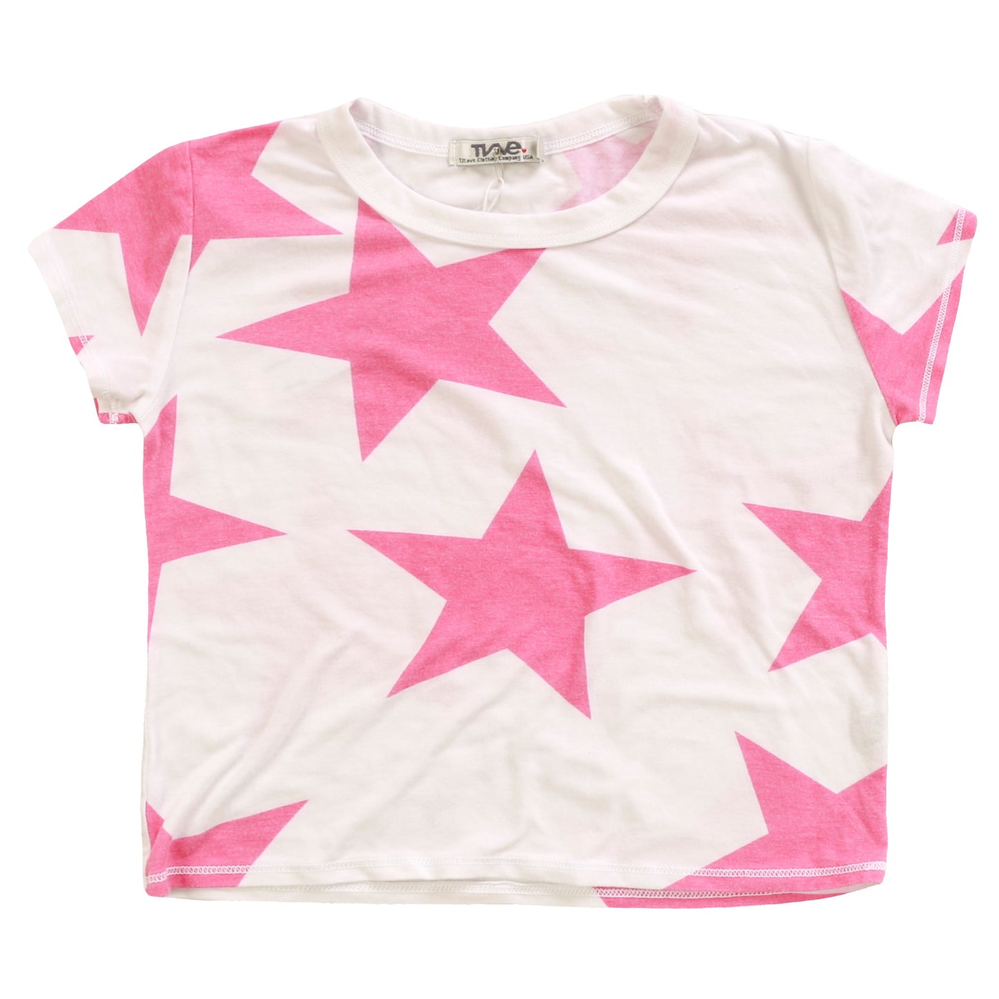 Boxy Top (Large Pink Stars Pattern)