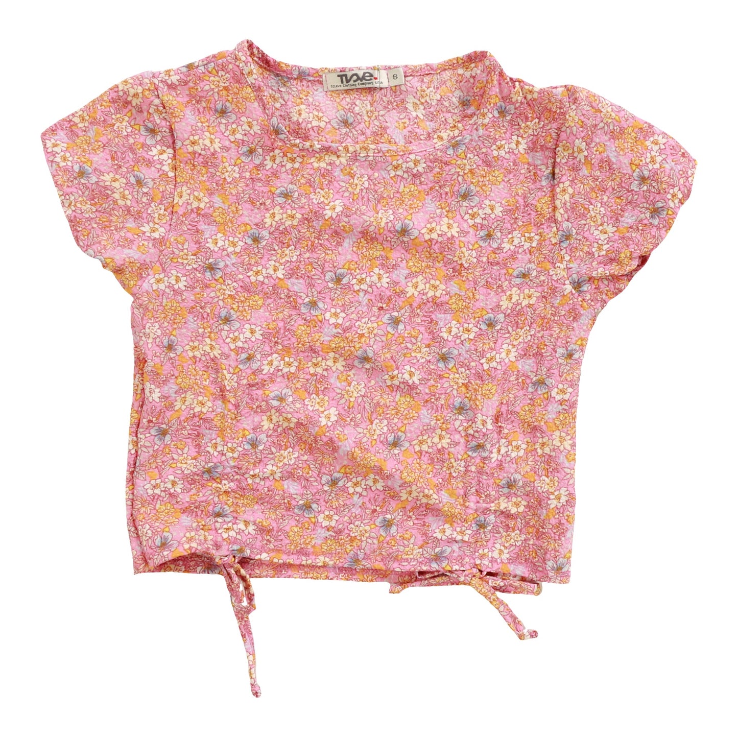 Double Gather-Front Top (Peach Floral Pattern)