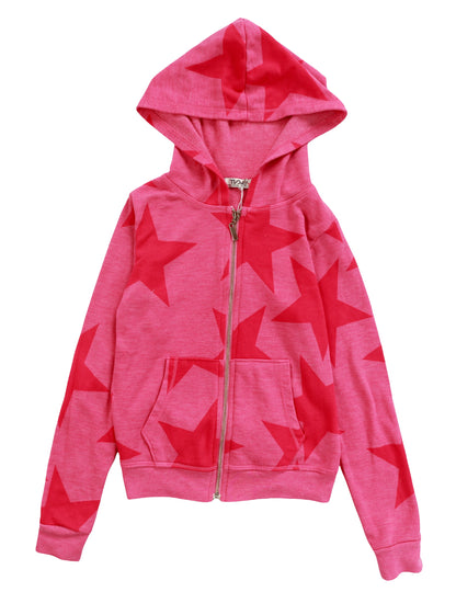 Hooded Jacket (Large Pink Stars Pattern)