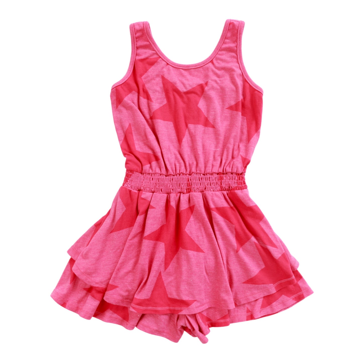 Double-Layer Tank Romper (Large Pink Stars Pattern)
