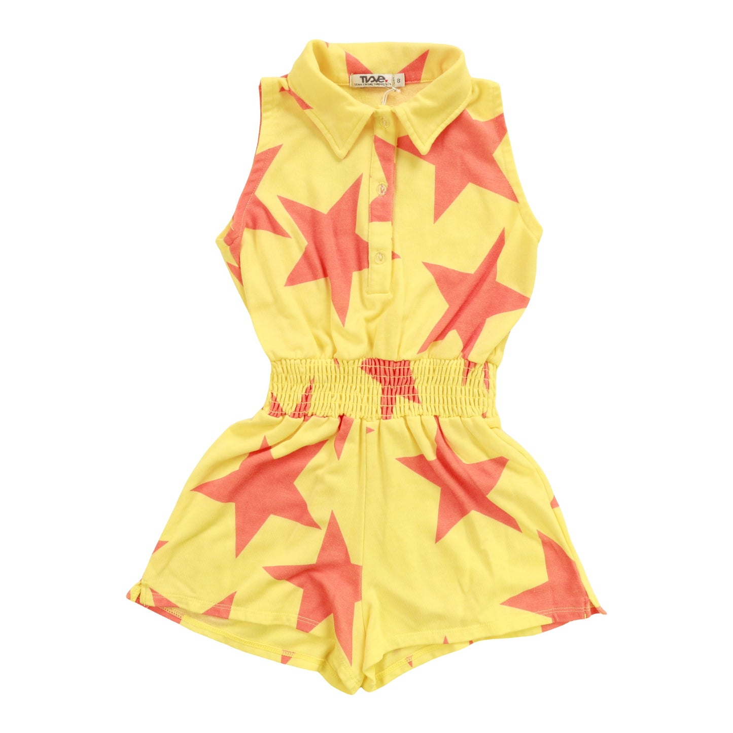 Collared Romper (Large Pink Stars Pattern)