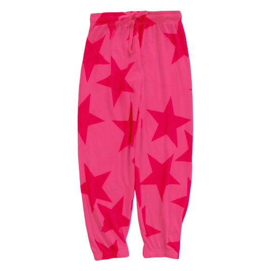 Athletic Pants (Large Pink Stars Pattern)