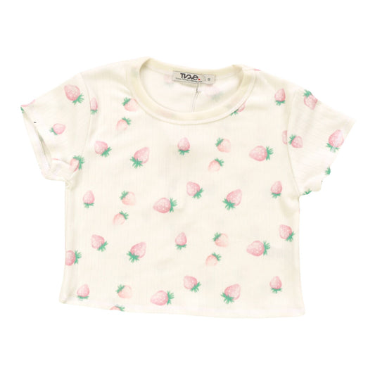 Crop Baby Tee (Strawberry Pattern)