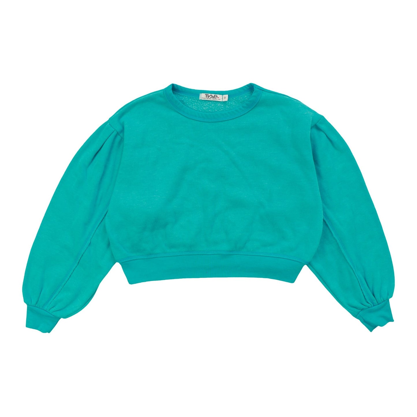Heather Seamed-Sleeve Pullover Crew