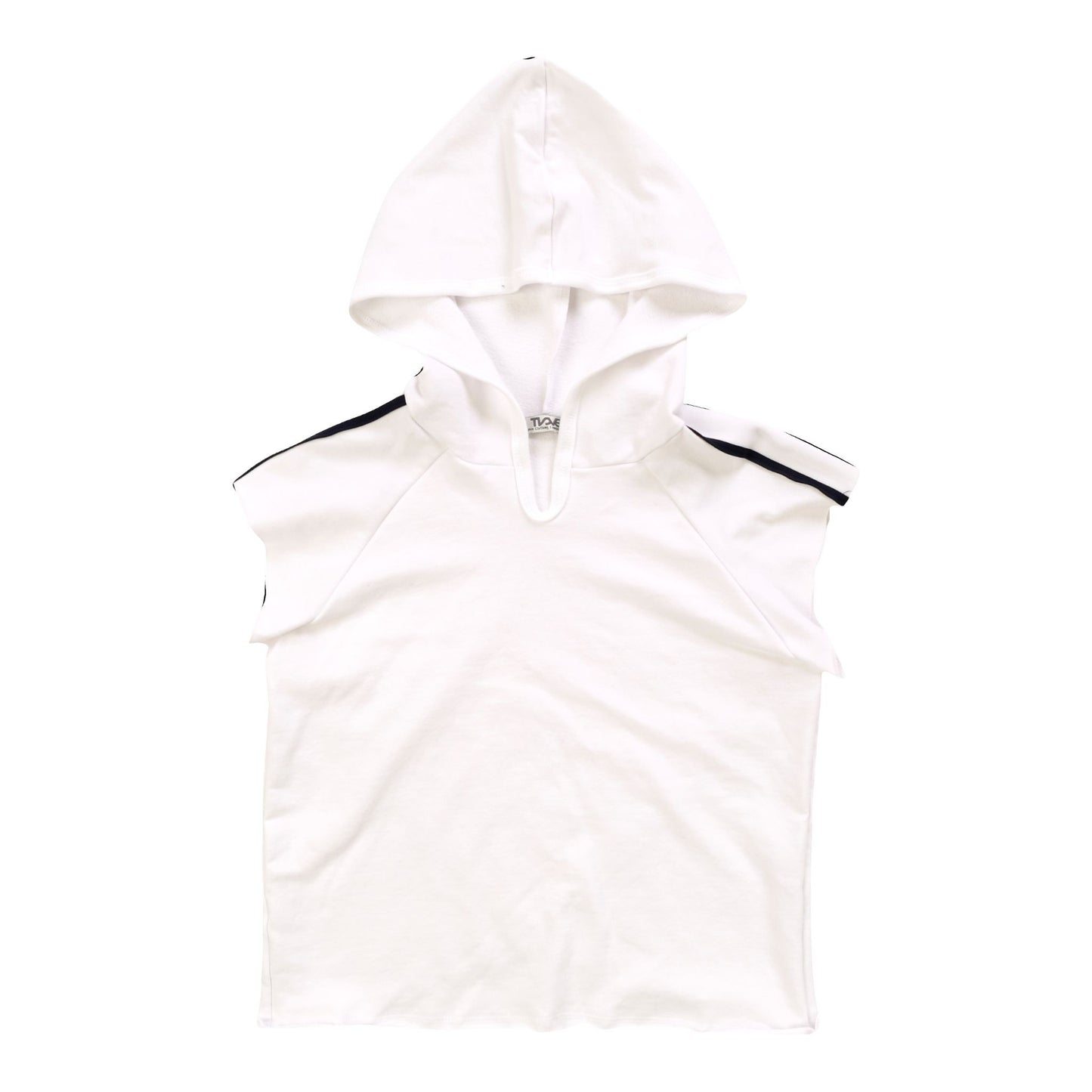 Sleeveless Cross-Back Hoodie with Stripe Tape