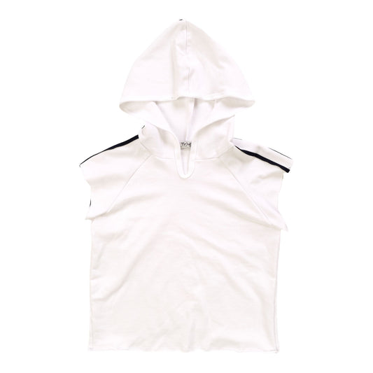 Sleeveless Cross-Back Hoodie with Stripe Tape