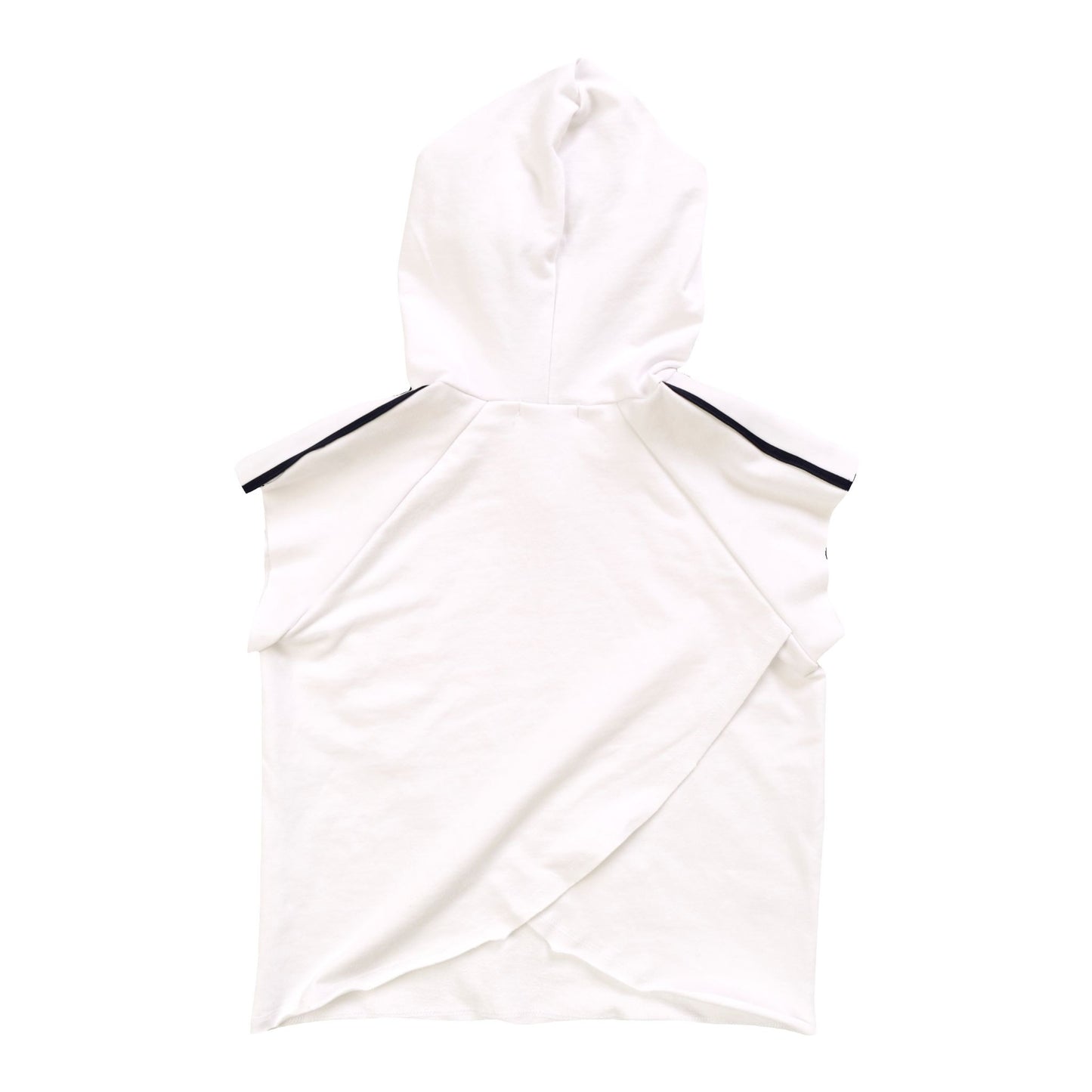 Sleeveless Cross-Back Hoodie with Stripe Tape