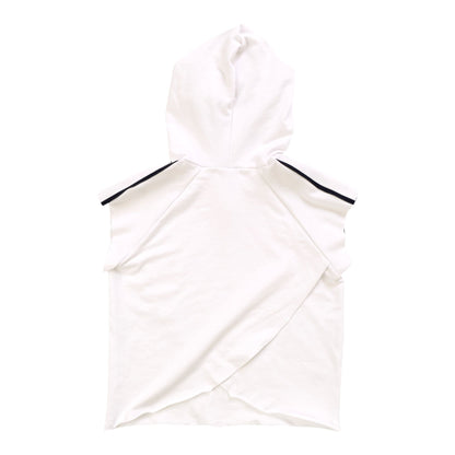 Sleeveless Cross-Back Hoodie with Stripe Tape