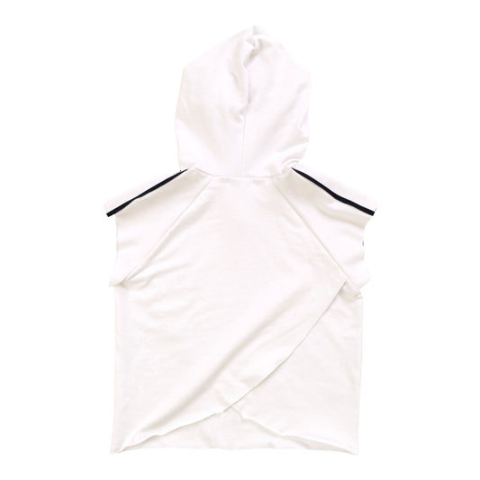 Sleeveless Cross-Back Hoodie with Stripe Tape