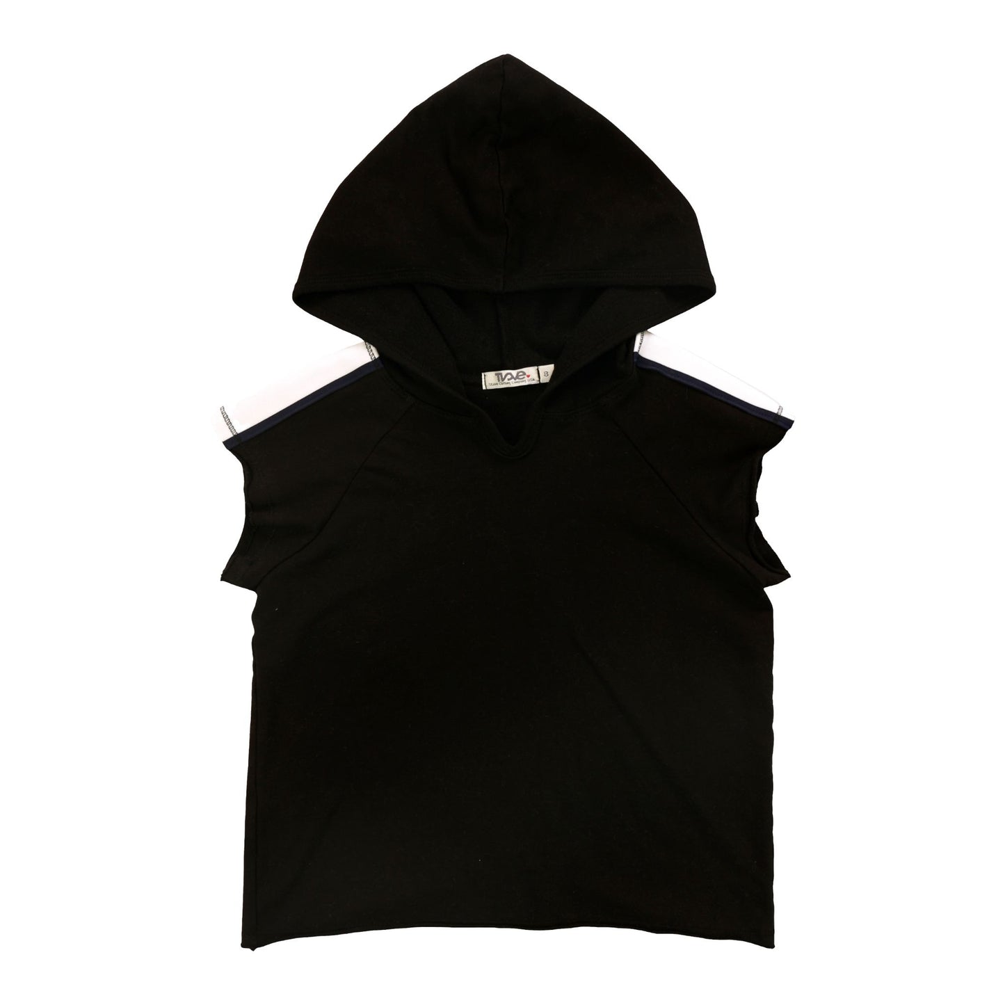 Sleeveless Cross-Back Hoodie with Stripe Tape