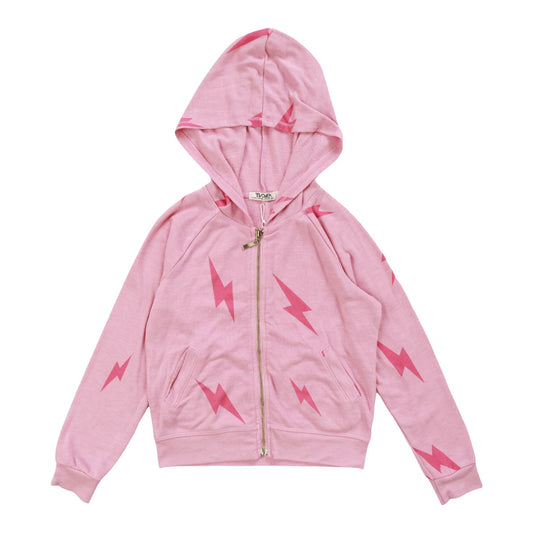 Heather Hooded Jacket with Pocket Insert (Pink Bolt Pattern)