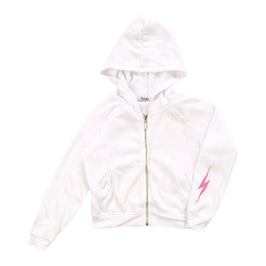 Heather Hooded Jacket with Pocket Insert (Pink Bolt Print)
