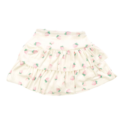 3-Tiered Skirt Shorts (Strawberry Pattern)