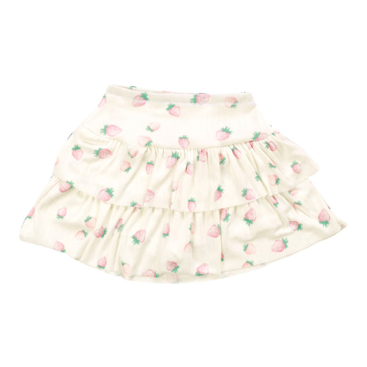 3-Tiered Skirt Shorts (Strawberry Pattern)