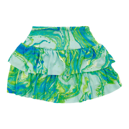 3-Tiered Skirt Shorts (Marble Tie-Dye)