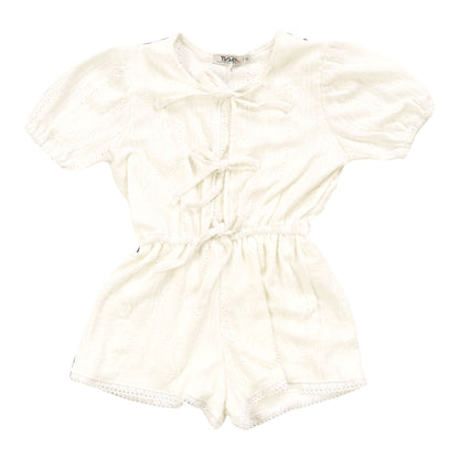 Puff-Sleeve Bows Romper