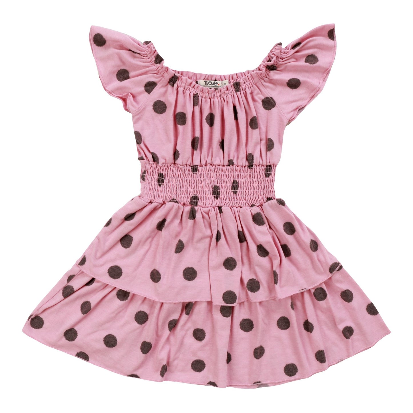 Heather Tiered Smock-Waisted Dress (Polka Dot Pattern)