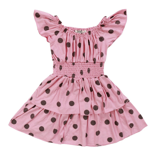 Heather Tiered Smock-Waisted Dress (Polka Dot Pattern)