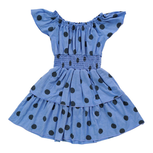 Heather Tiered Smock-Waisted Dress (Polka Dot Pattern)