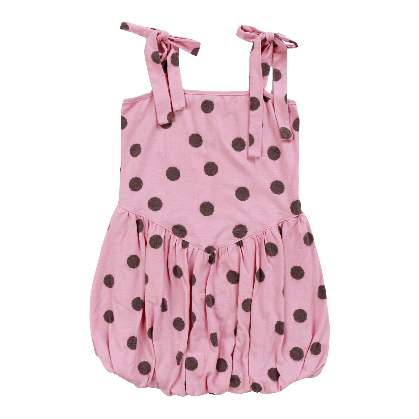 Heather Tie-Strap Bubble Dress (Polka Dot Pattern)