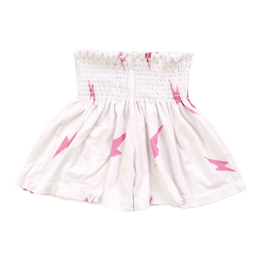 Heather Smocked-Top Shorts (Pink Bolt Pattern)