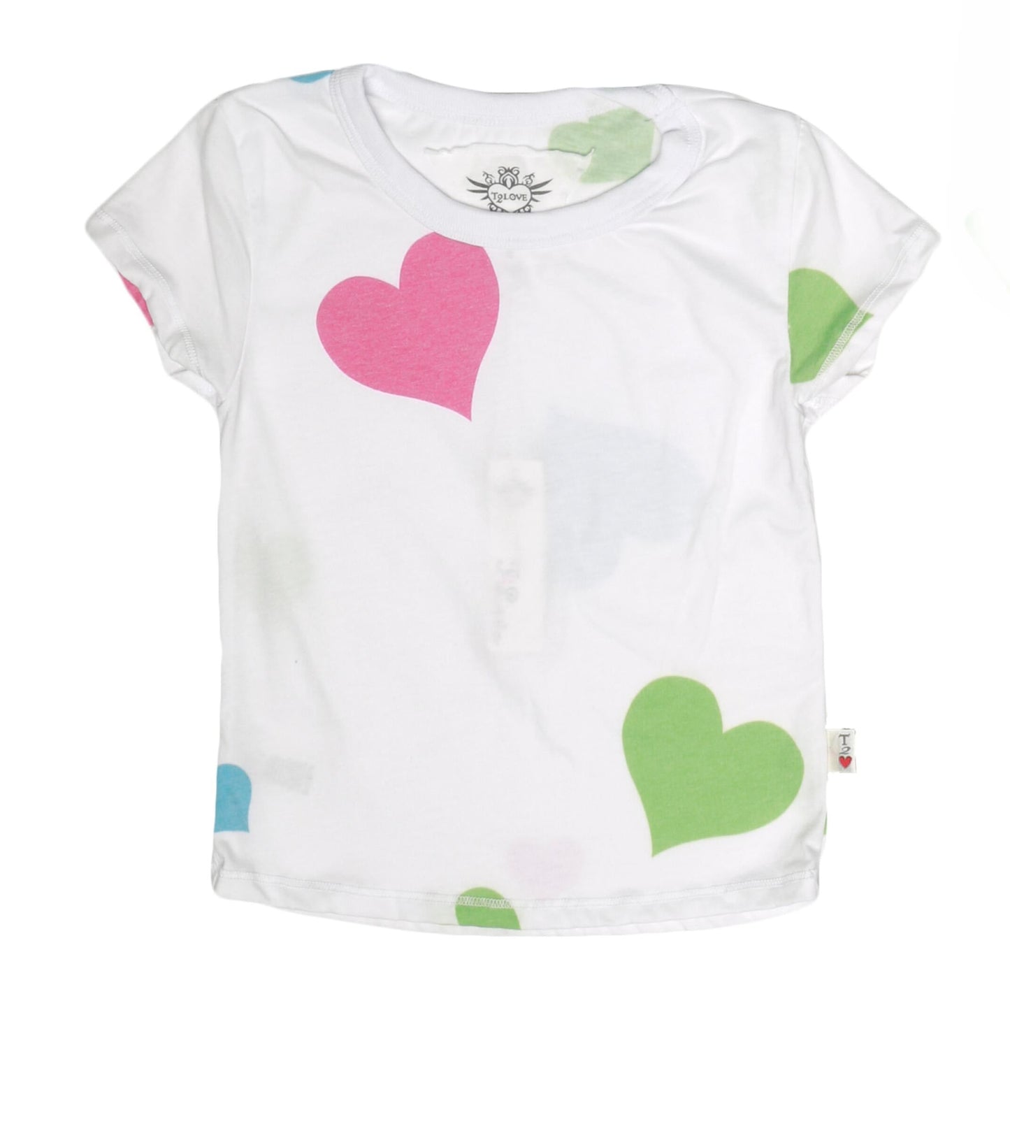 Signature Cap Sleeve Tee (Colored-Hearts Pattern)