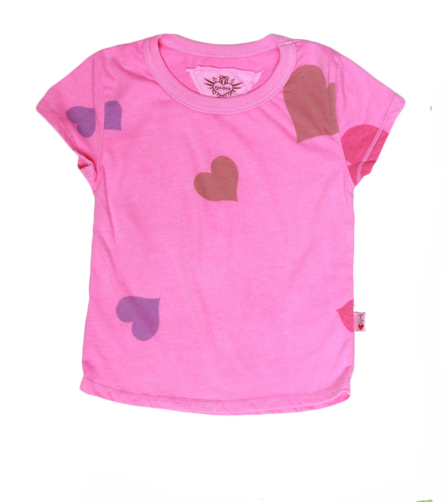 Signature Cap Sleeve Tee (Colored-Hearts Pattern)