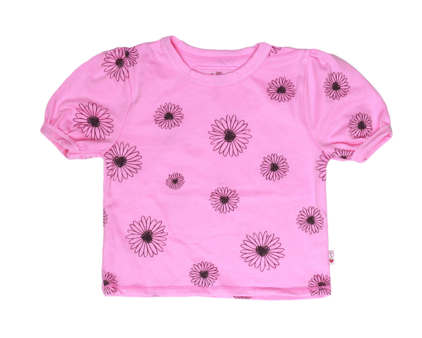 Puff-Sleeve Tee (Daisy Pattern)