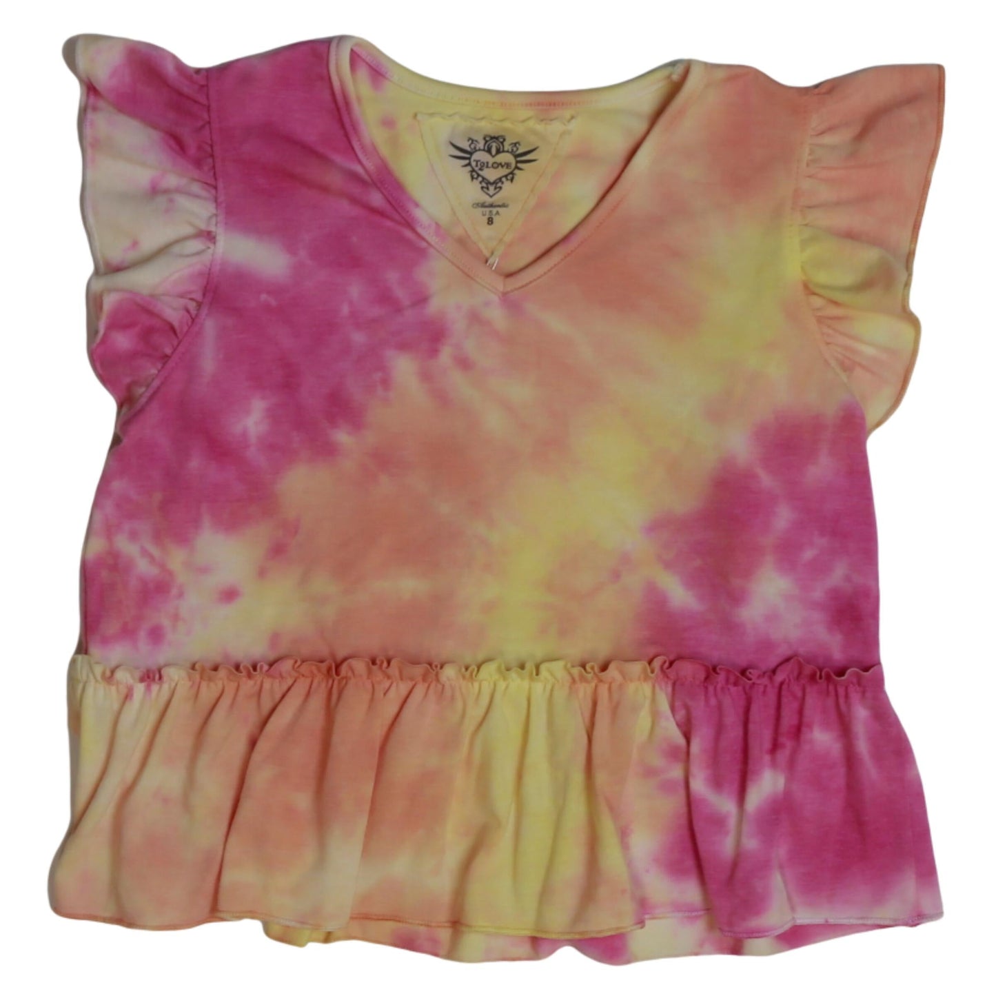 Ruffle Top (Pink-Orange-Yellow Tie-Dye)