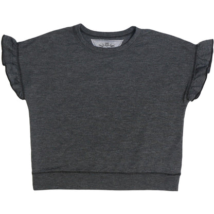 Heather Ruffle-Sleeve Banded Top