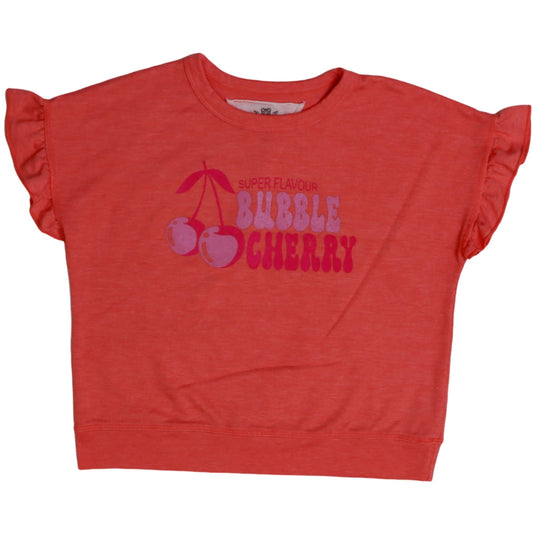 Ruffle-Sleeve Banded Top ("SUPER FLAVOUR BUBBLE CHERRY")